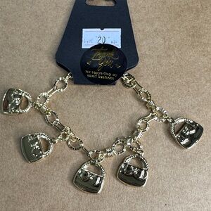 Gold Plated Charm Bracelet with Mini Handbag Charms | Cute & Trendy Jewelry
